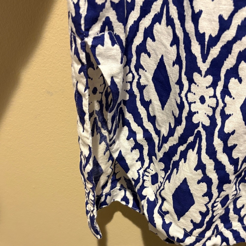 Tizzie Women's Blue and White Button Down Shirt linen blend - Picture 4 of 6